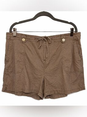 Torrid Linen Blend Pull On Shorts Taupe Size 16 Relaxed EUC Boho